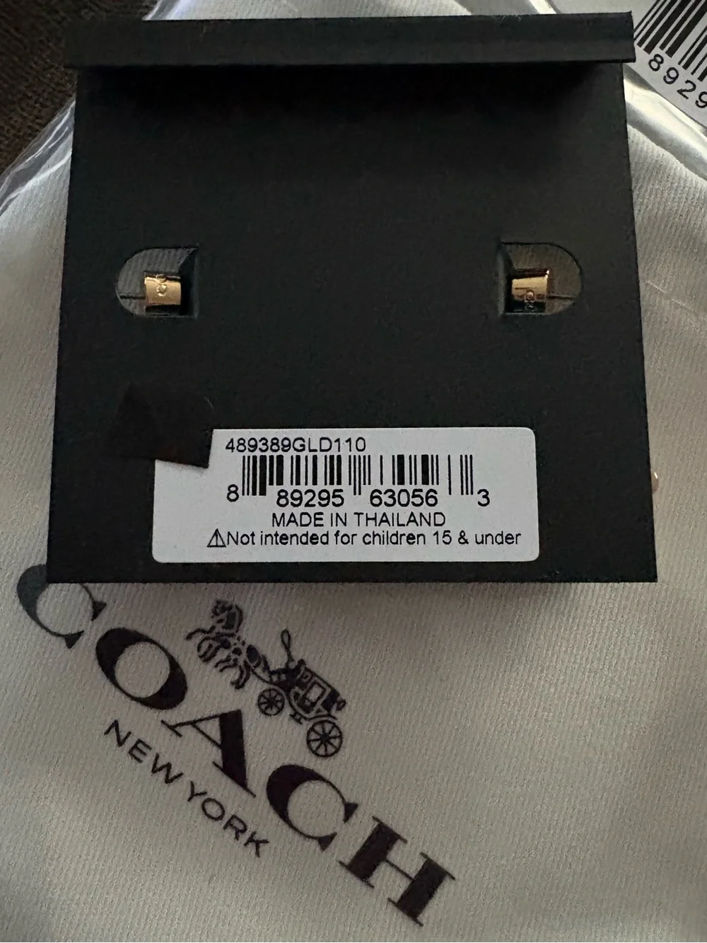 Coach Gold Pavé Rexy Charm Huggie Drop Earrings w/Dustbag NWT - Picture 7 of 8